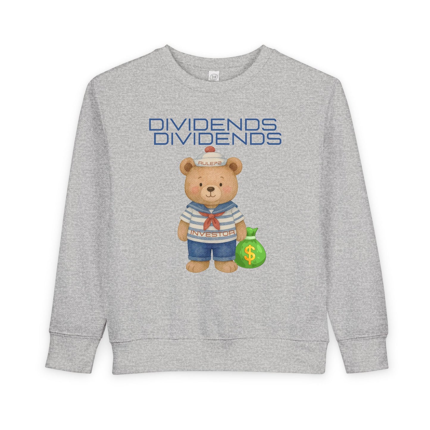 Toddler Sweatshirt - Cute Teddy Dividends Sailor Bear with Money Bag
