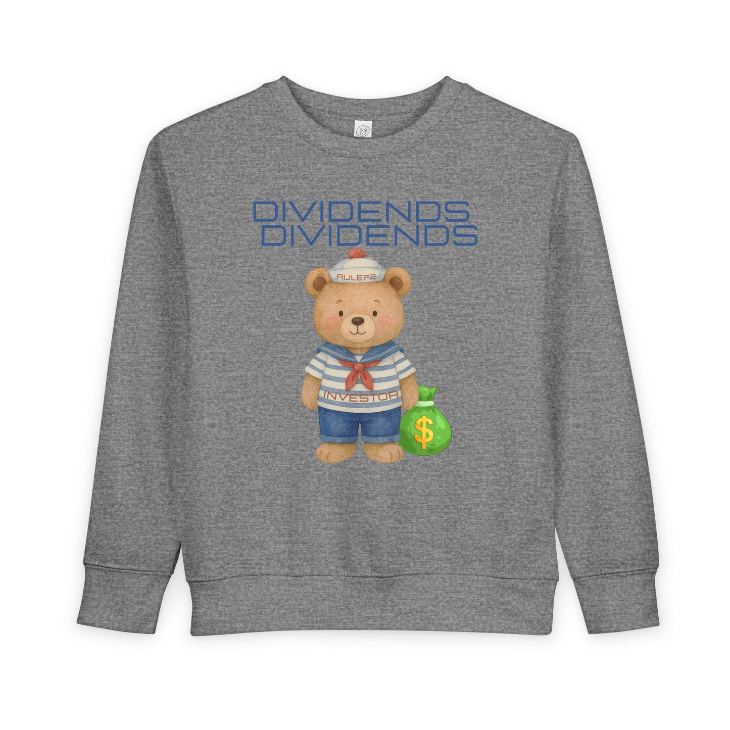 Toddler Sweatshirt - Cute Teddy Dividends Sailor Bear with Money Bag