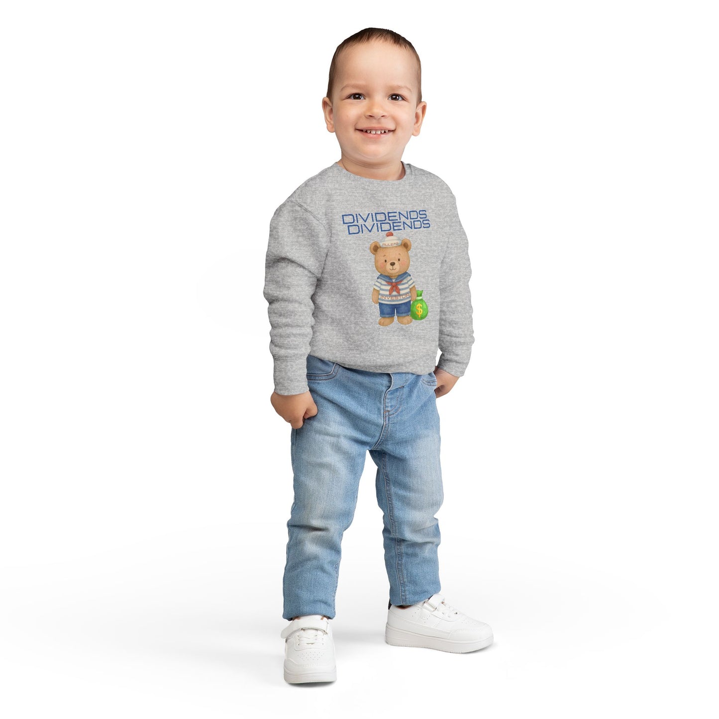 Toddler Sweatshirt - Cute Teddy Dividends Sailor Bear with Money Bag